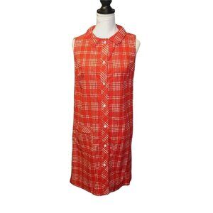 Vtg 60s 70s Montgomery Ward red white sleeveless collar dress